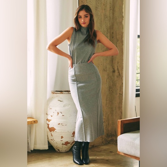 NWT Boutique Claire 2-Piece High Neck Top & Maxi Skirt Set – Gray - Picture 2 of 12